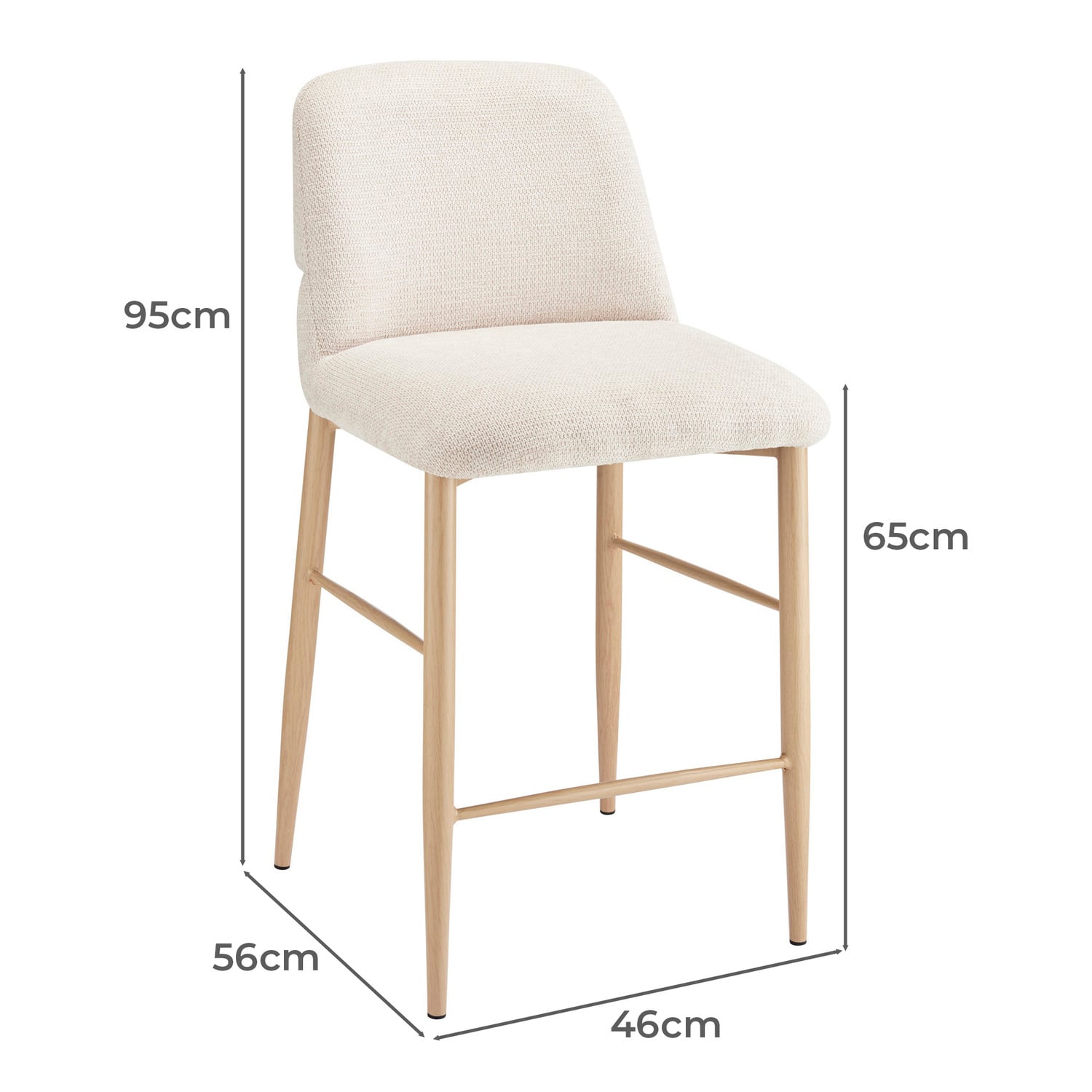 65cm Beige Elara Chenille Bar Stools