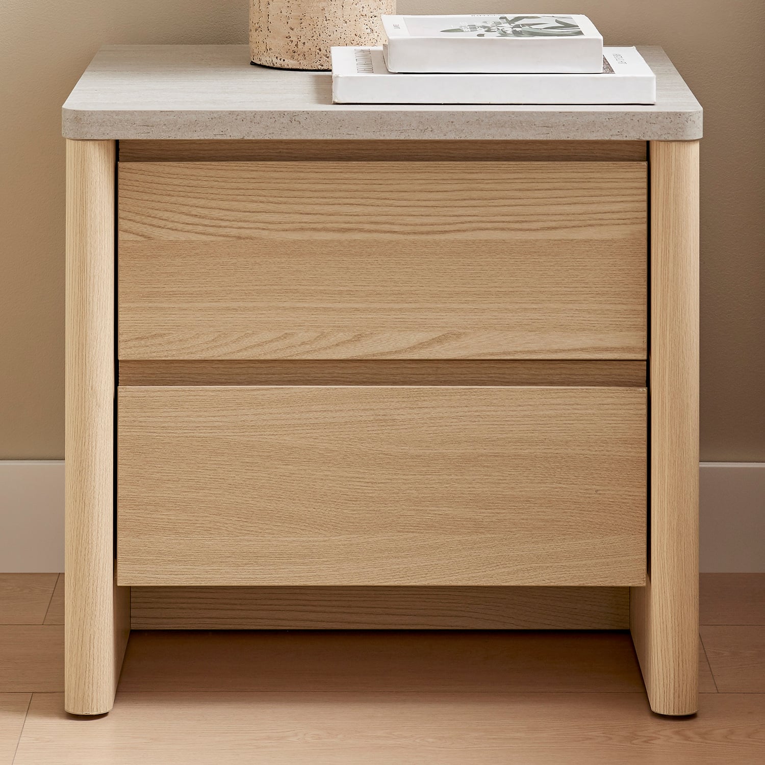 Natural Lenore 2 Drawer Bedside Table