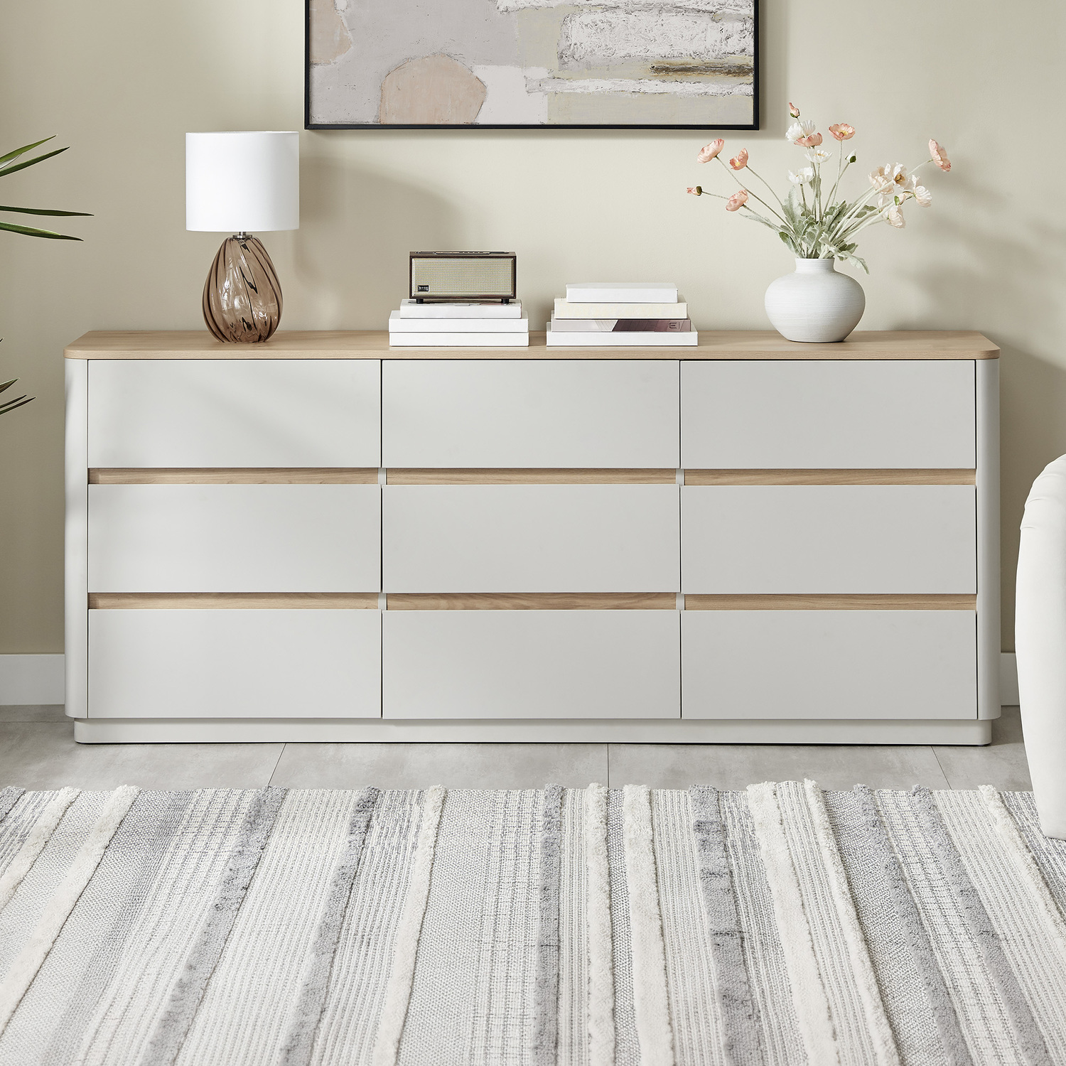 Grey Zosia 9 Drawer Chest