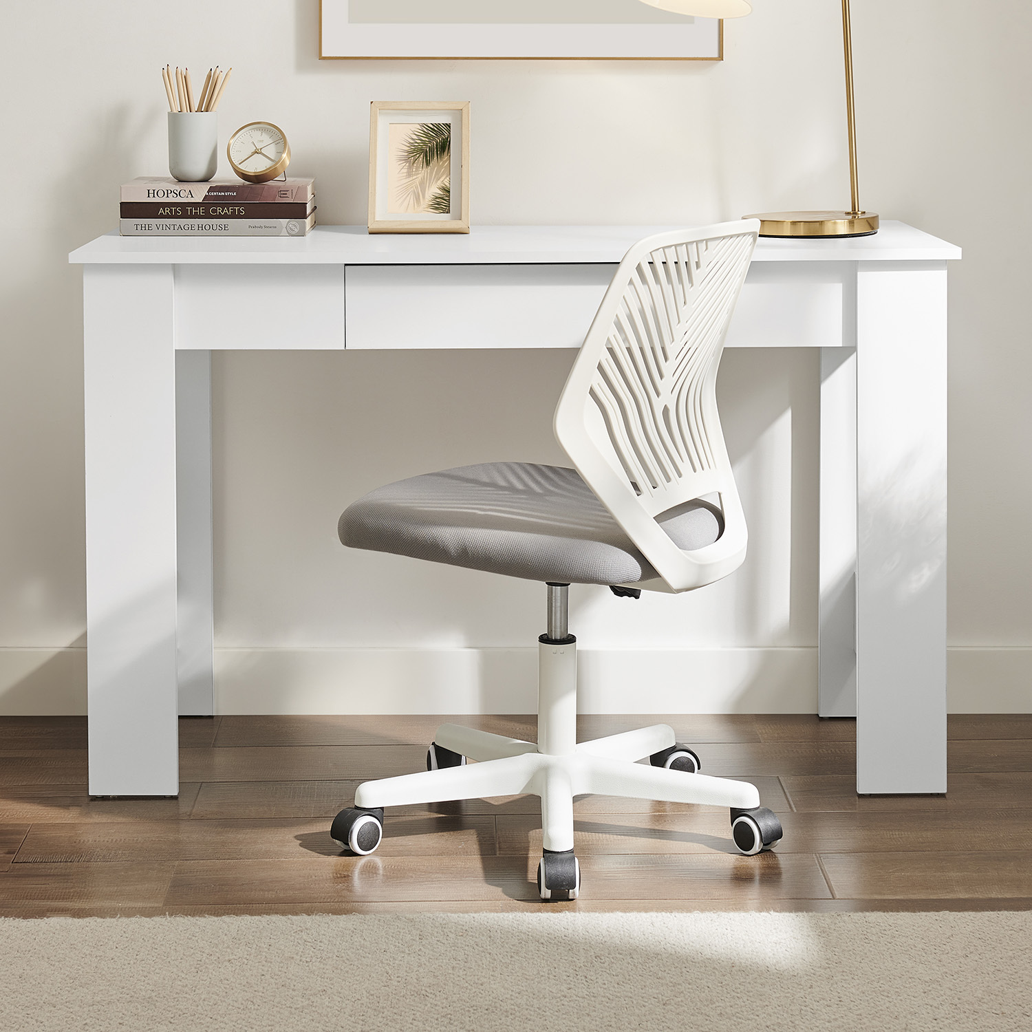 White Elise 1 Drawer Desk