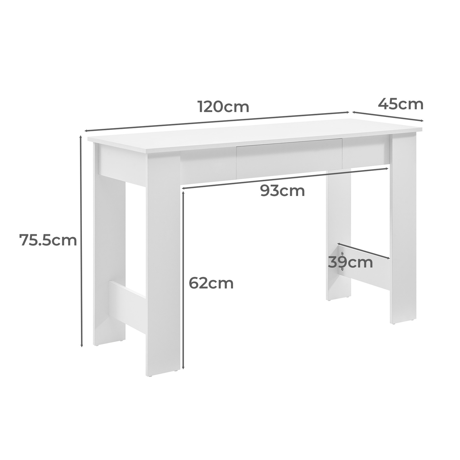 White Elise Study Desk