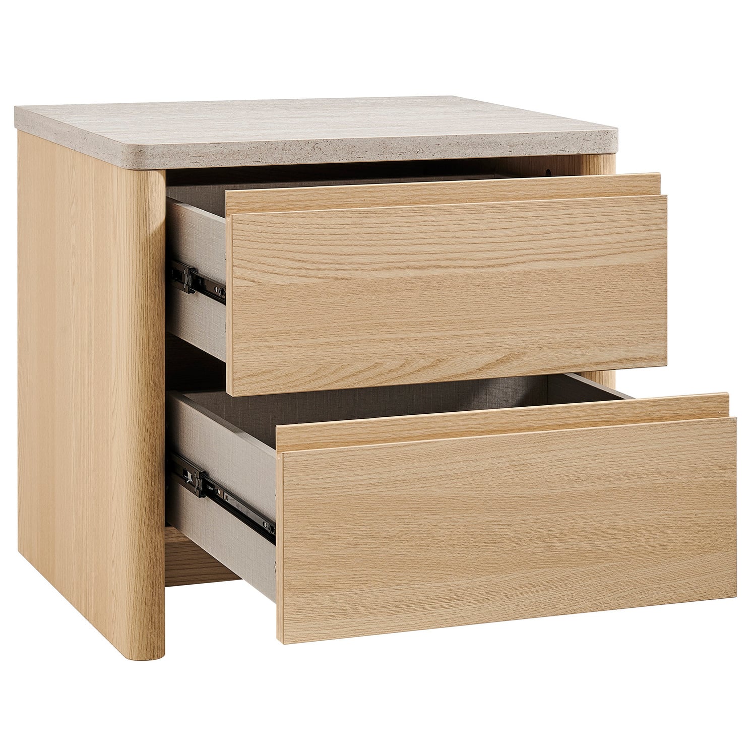 Natural Lenore 2 Drawer Bedside Table