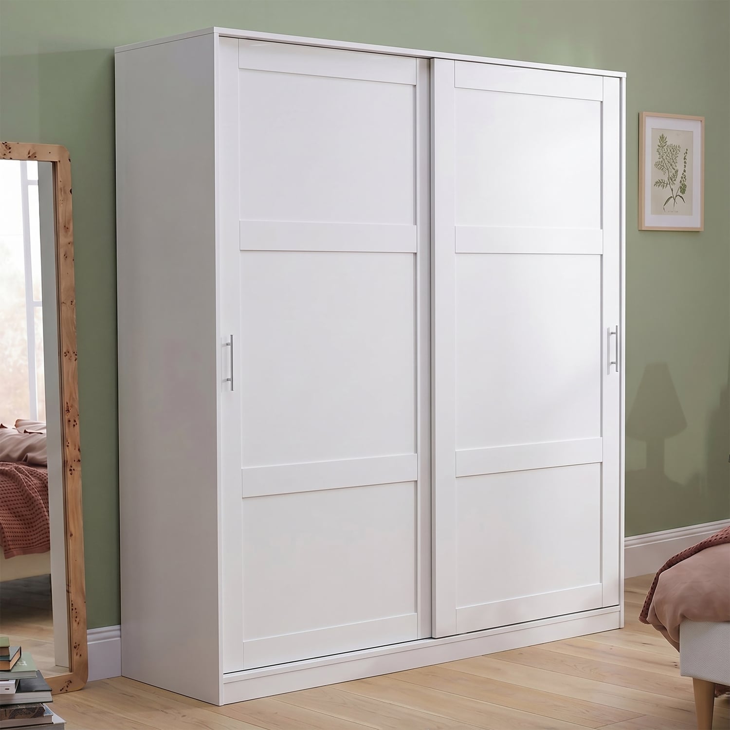 White Morana 2 Drawer Sliding Doors Wardrobe