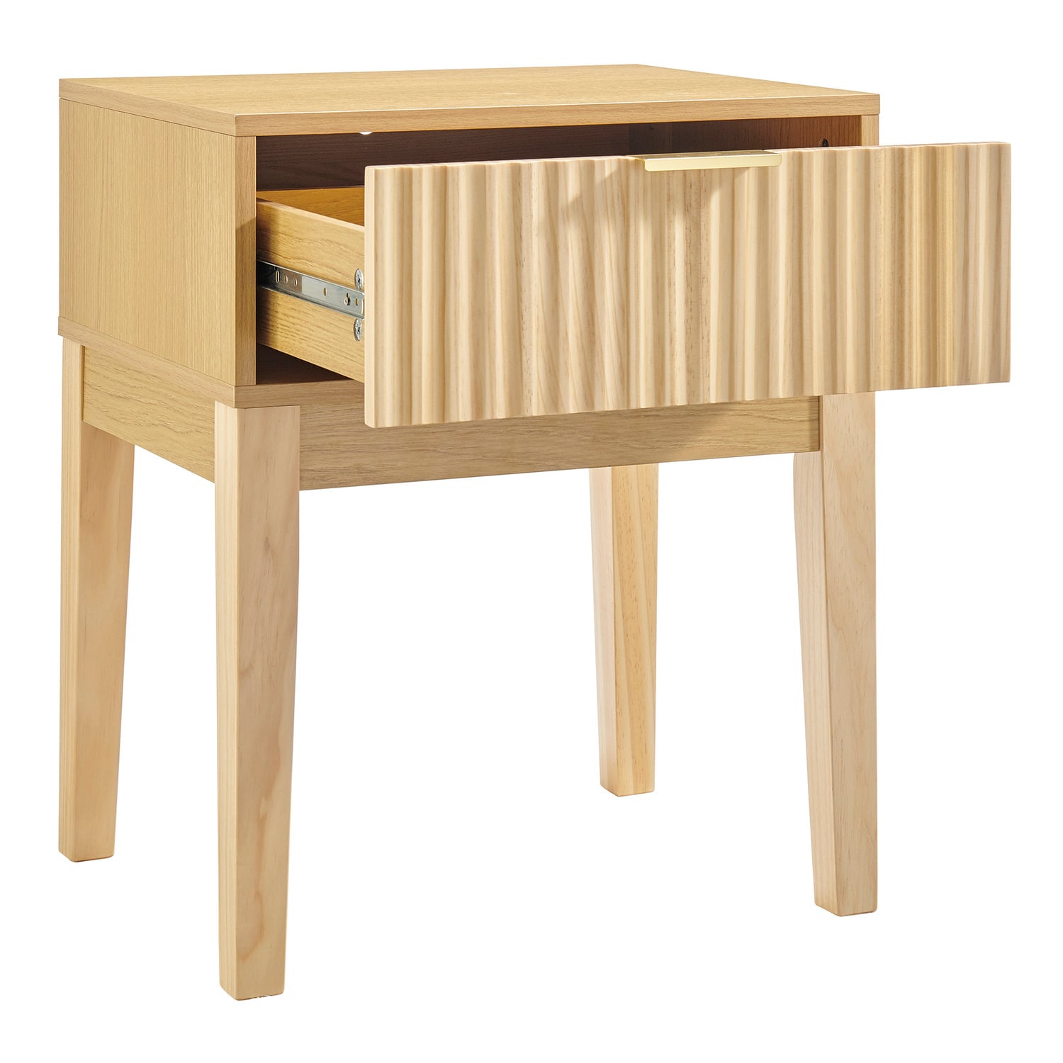 Mossveil Pine Wood Bedside Table