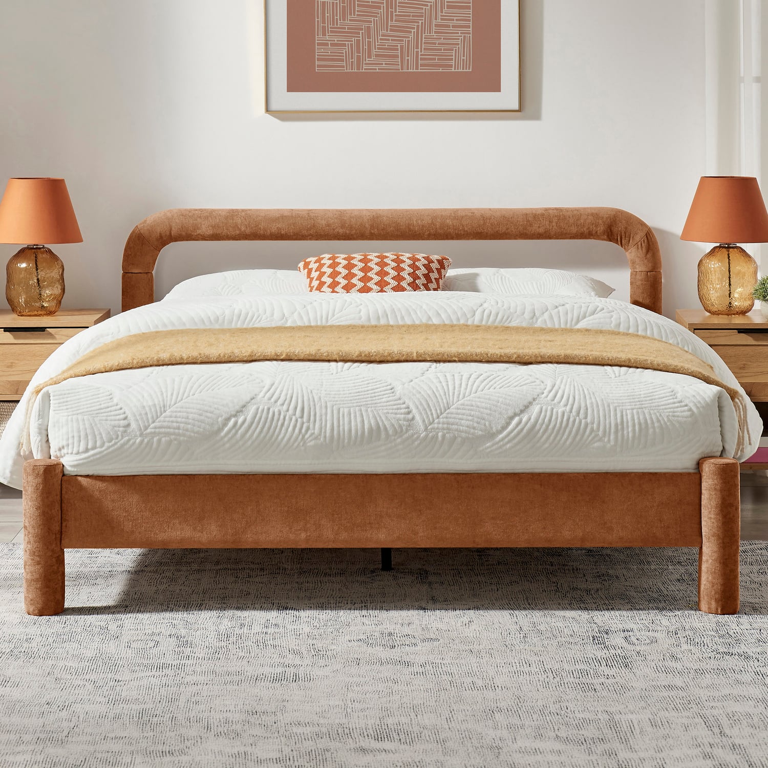 Ronan Velvet Queen Bed Frame