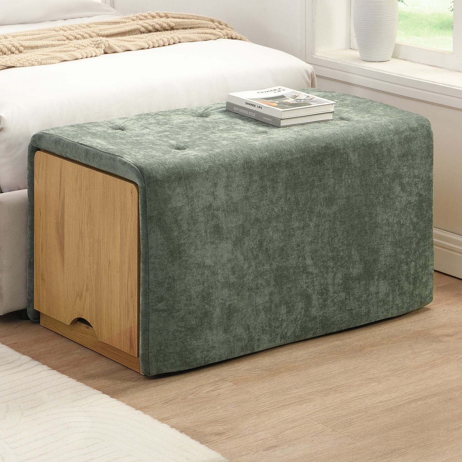 81cm Otway Chenille Storage Ottoman