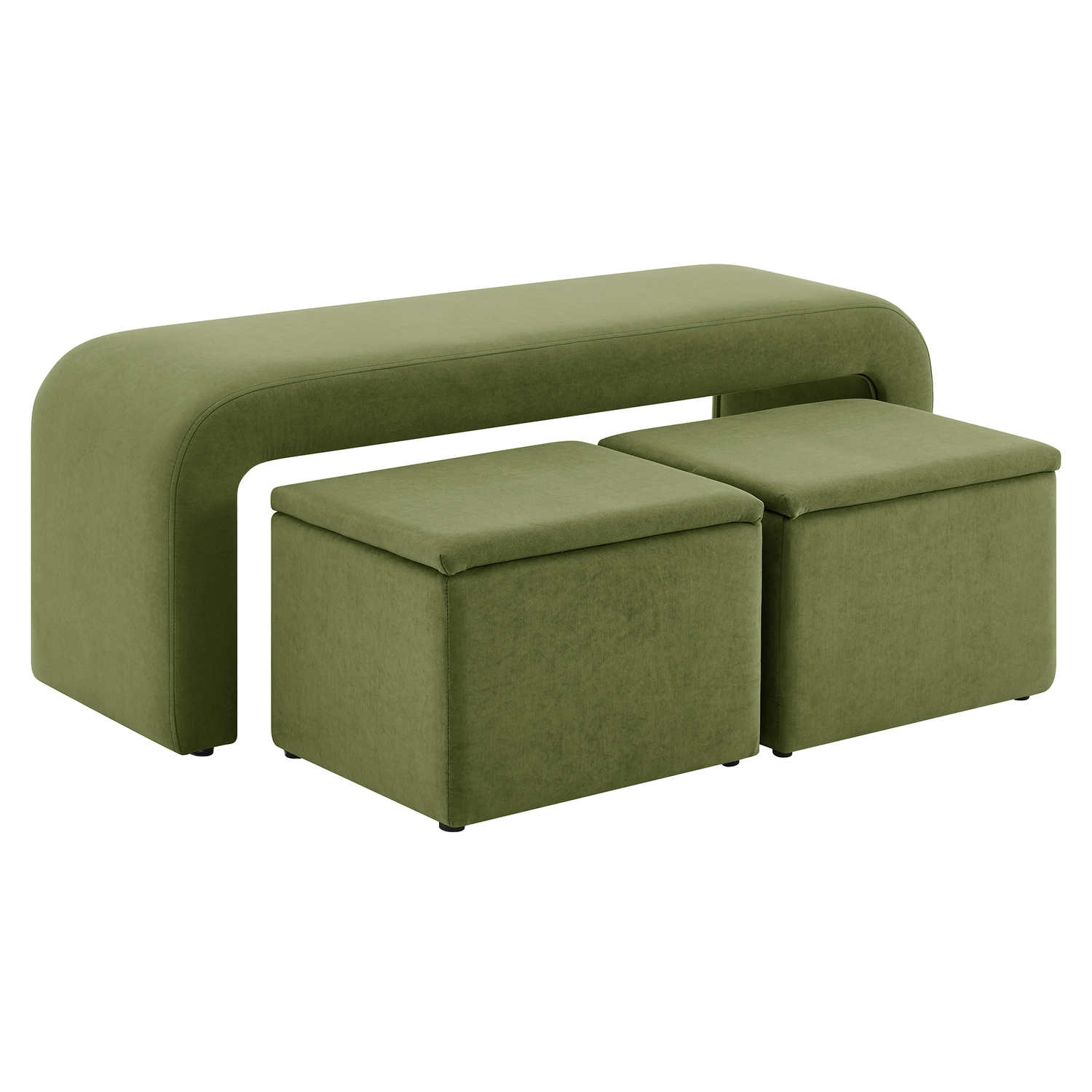3 Piece Avalon Velvet Ottoman Set