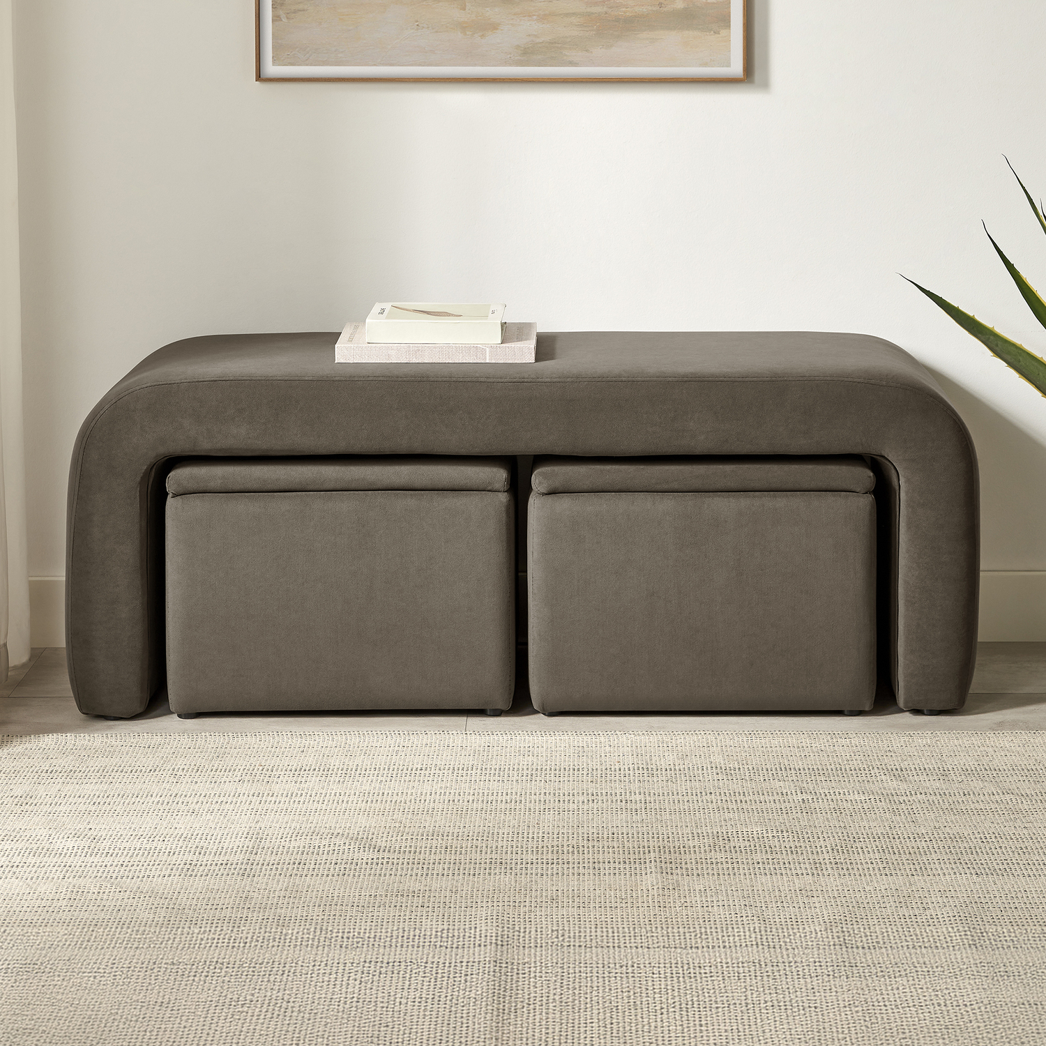 3 Piece Avalon Velvet Ottoman Set