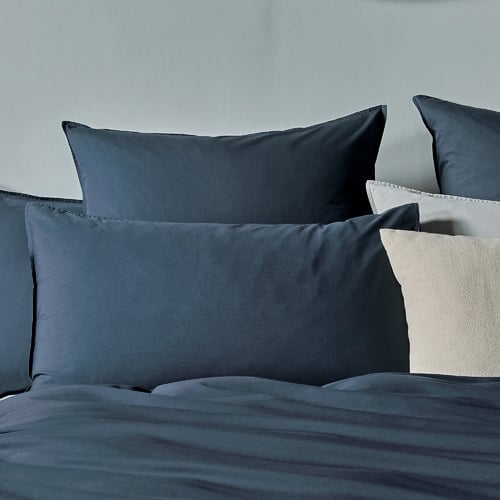 Dark Indigo Vintage Washed Cotton Quilt Cover Set
