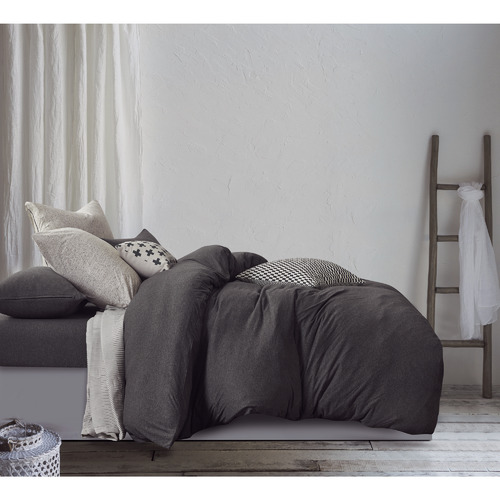 VioletteCasa Black Wonder Jersey Cotton Quilt Cover Set Temple & ster