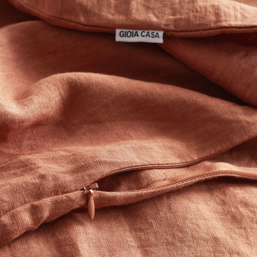 VioletteCasa Terracotta Clark French Linen Quilt Cover Set Temple