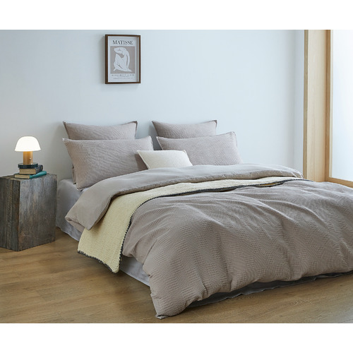 VioletteCasa Natural Leighton Cotton Waffle Quilt Cover Set Temple