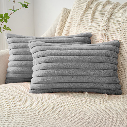 Vavoca Embossed Square Faux Fur Cushion Covers