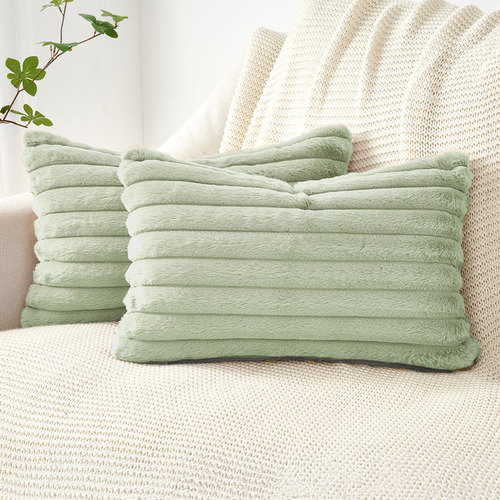 Vavoca Embossed Square Faux Fur Cushion Covers