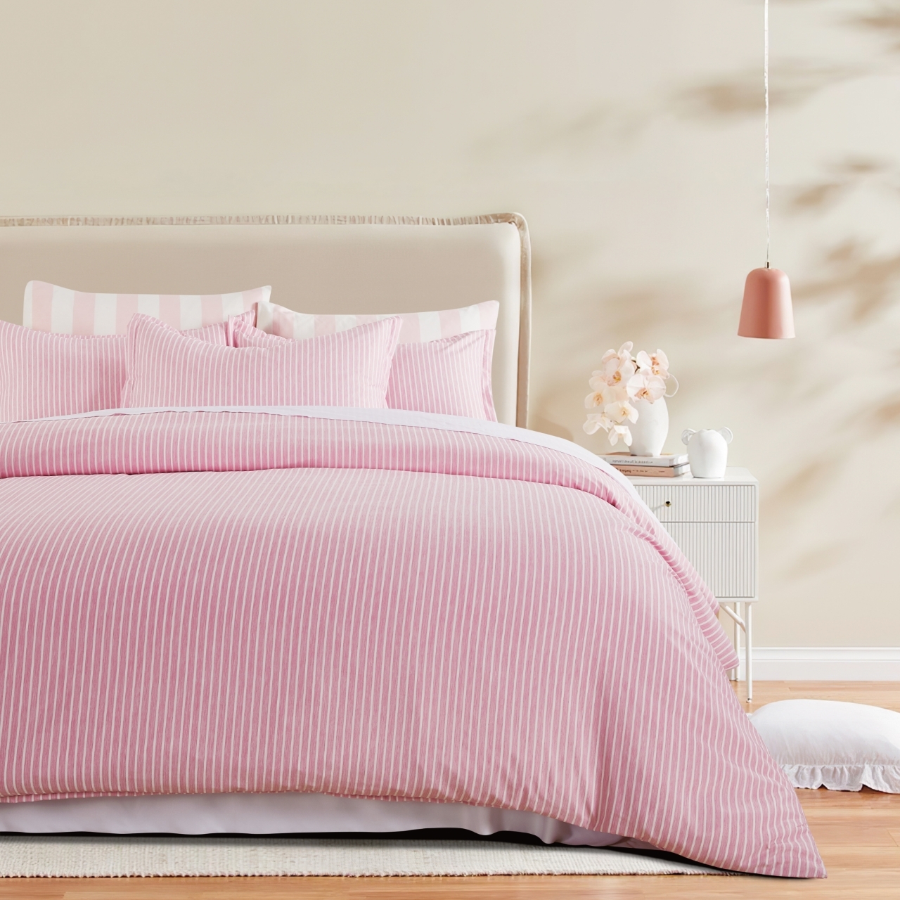 Pink Lior Yarn-Dyed Washed Microfibre Quilt Cover Set
