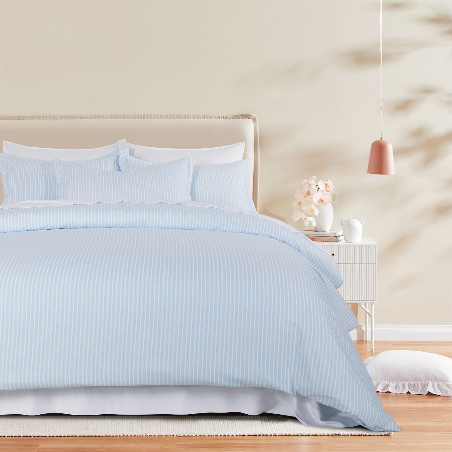 Blue Lior Yarn-Dyed Washed Microfibre Quilt Cover Set