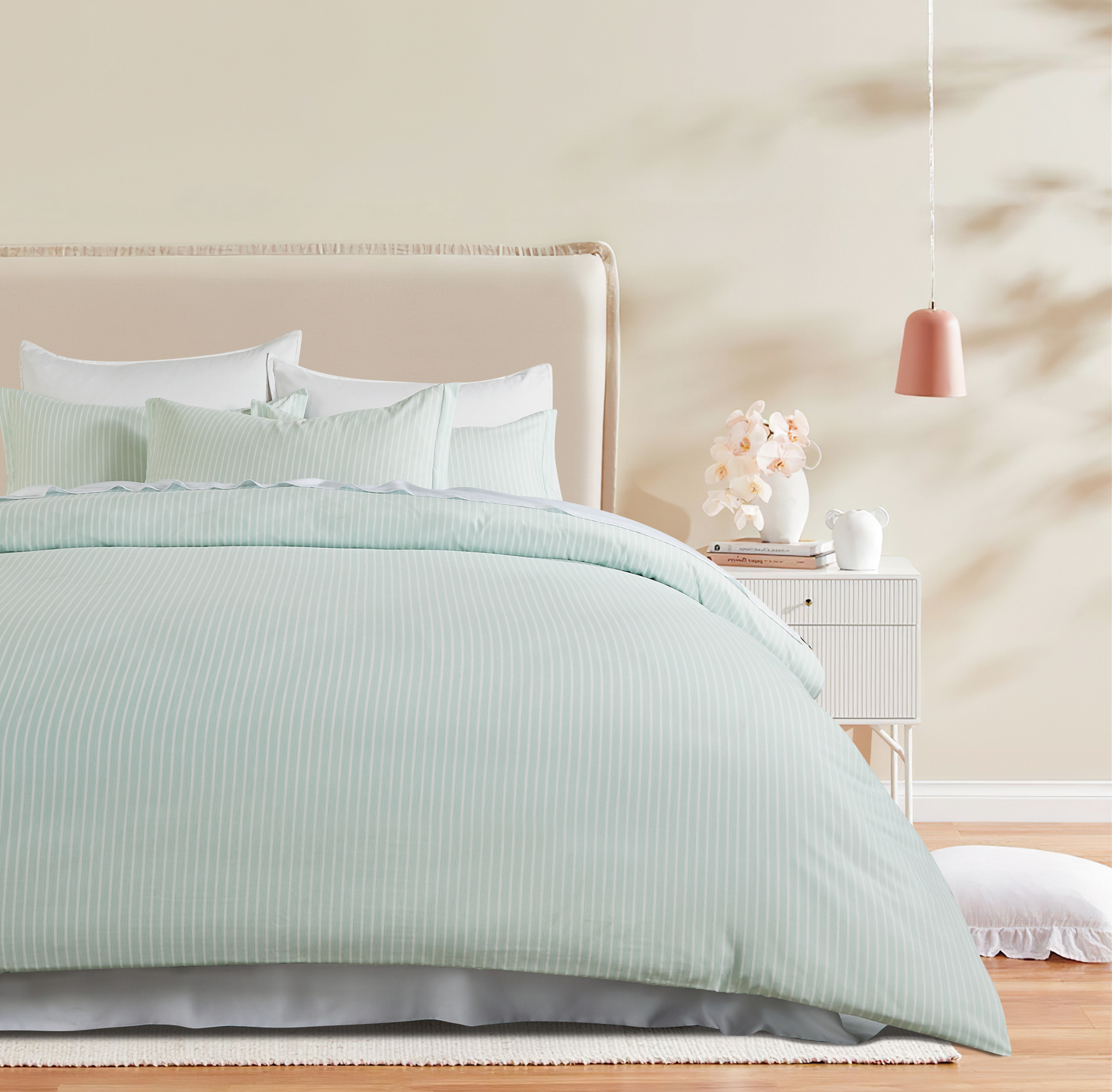Green-Stripe-Lior-Yarn-Dyed-Washed-Microfibre-Quilt-Cover-Set