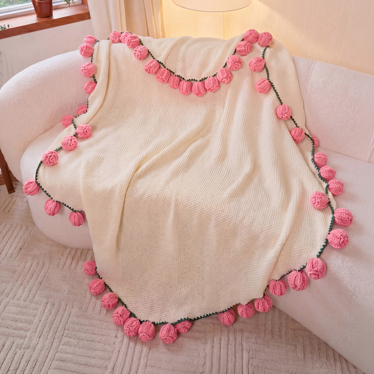 Thalia Rosebud Knit Throw