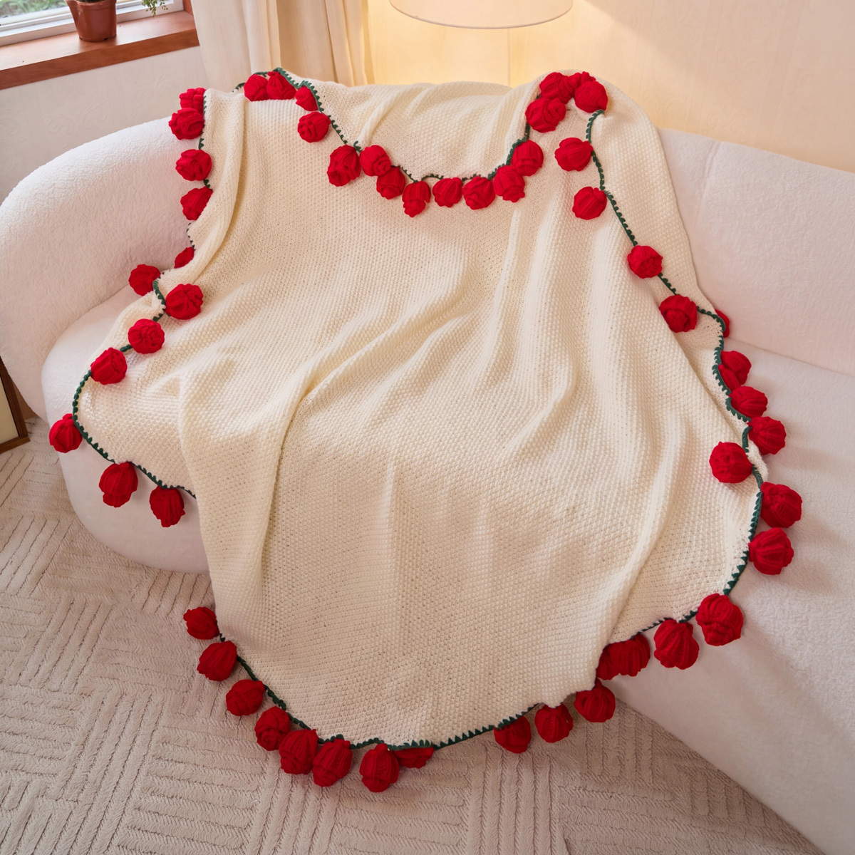 Thalia Rosebud Knit Throw