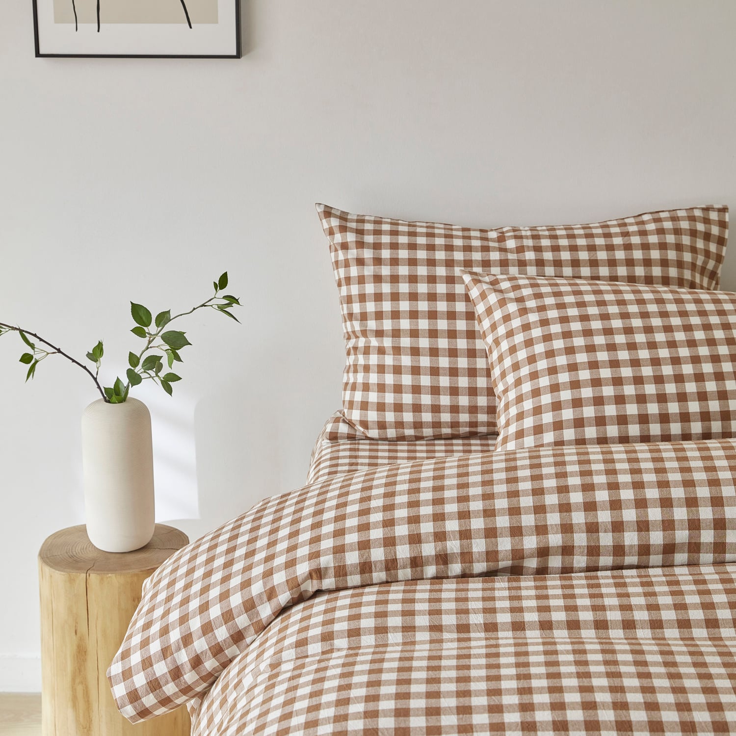 Chocolate-Gingham-Washed-Cotton-Quilt-Cover-Set