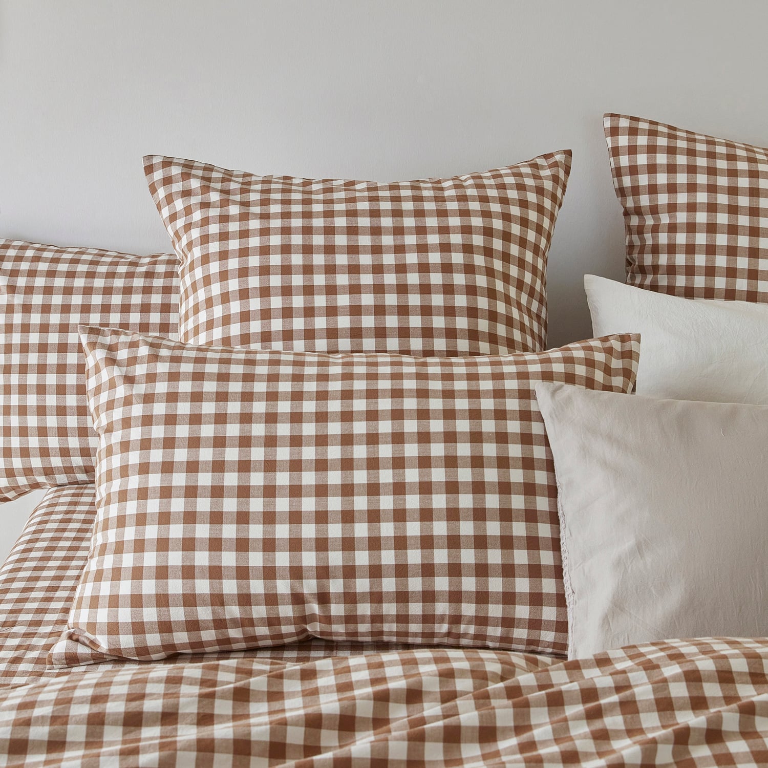 Chocolate-Gingham-Washed-Cotton-Quilt-Cover-Set