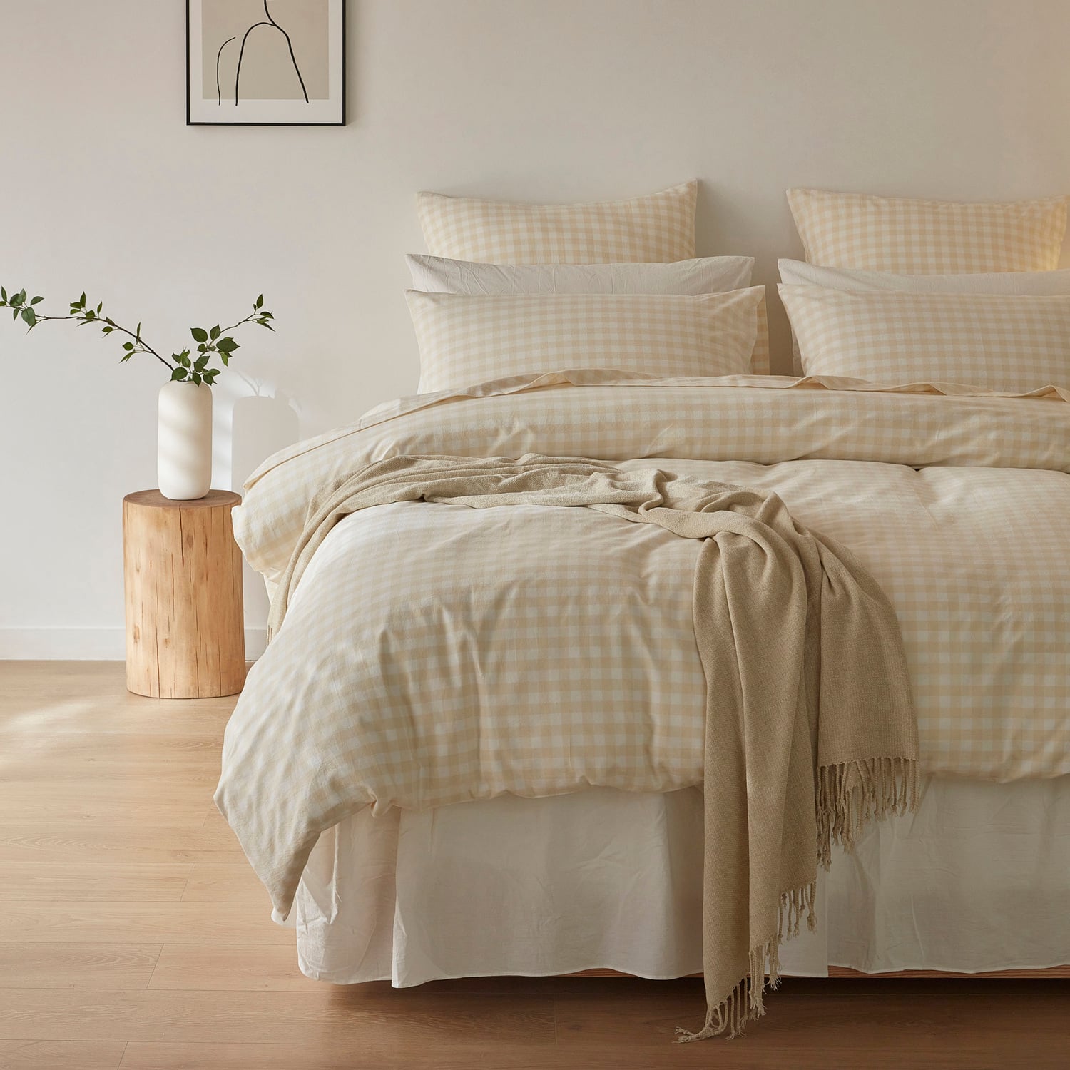 Oatmeal-Gingham-Washed-Cotton-Quilt-Cover-Set