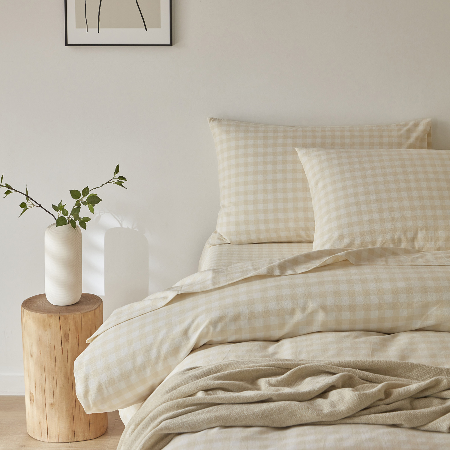 Gingham-Washed-Cotton-Sheet-Set