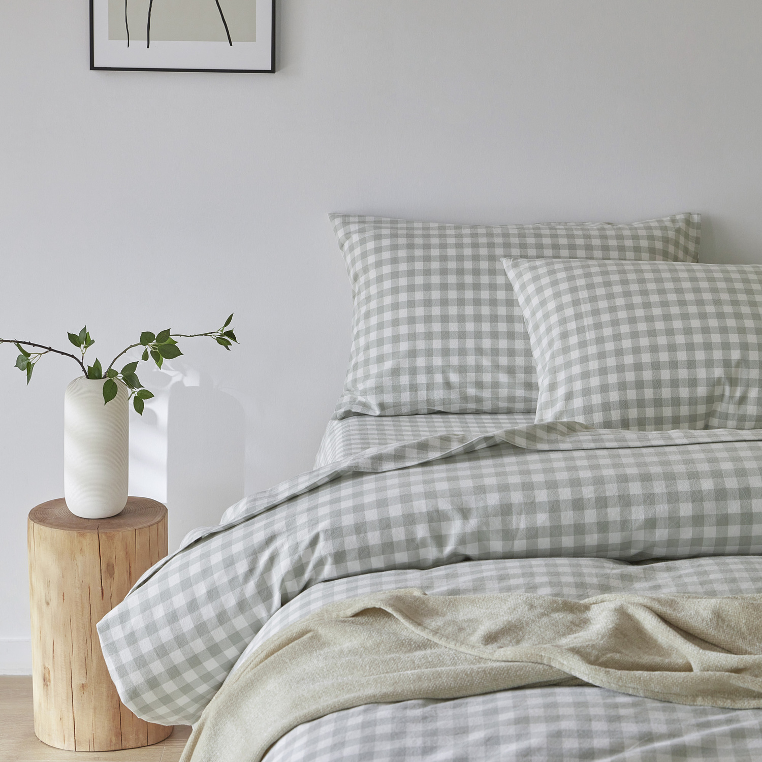 Gingham-Washed-Cotton-Sheet-Set