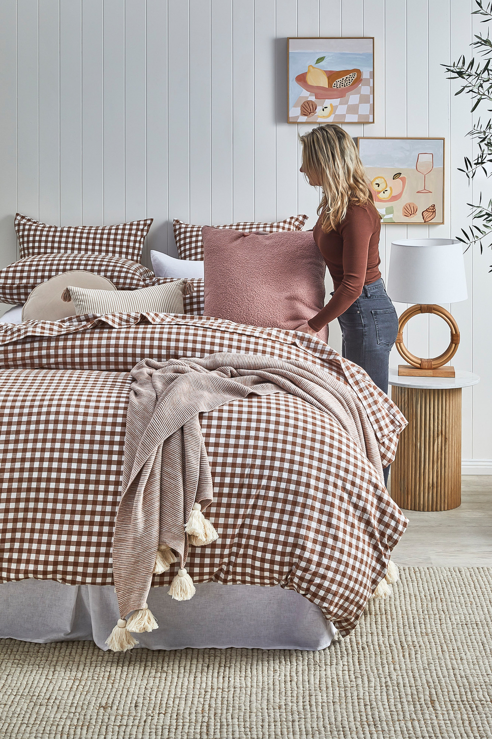 Gingham-Washed-Cotton-Sheet-Set