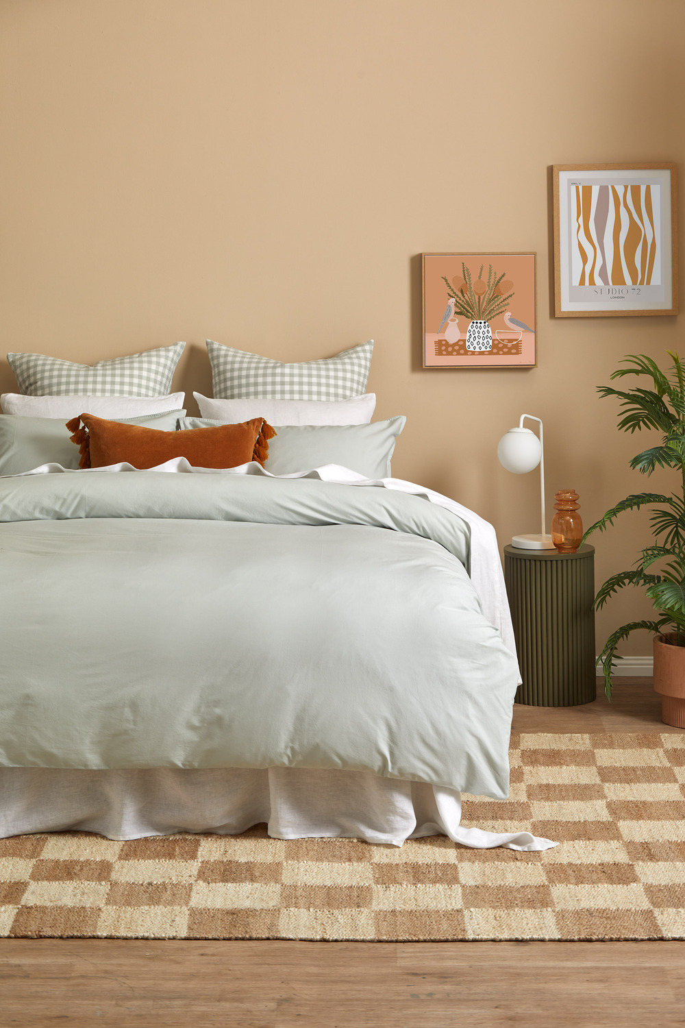 Gingham-Washed-Cotton-European-Pillowcases