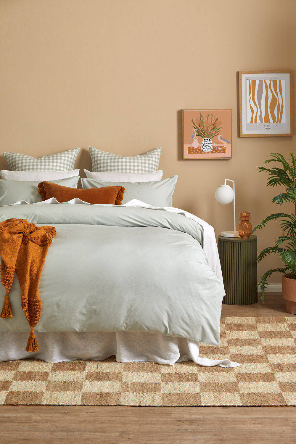 Gingham-Washed-Cotton-European-Pillowcases