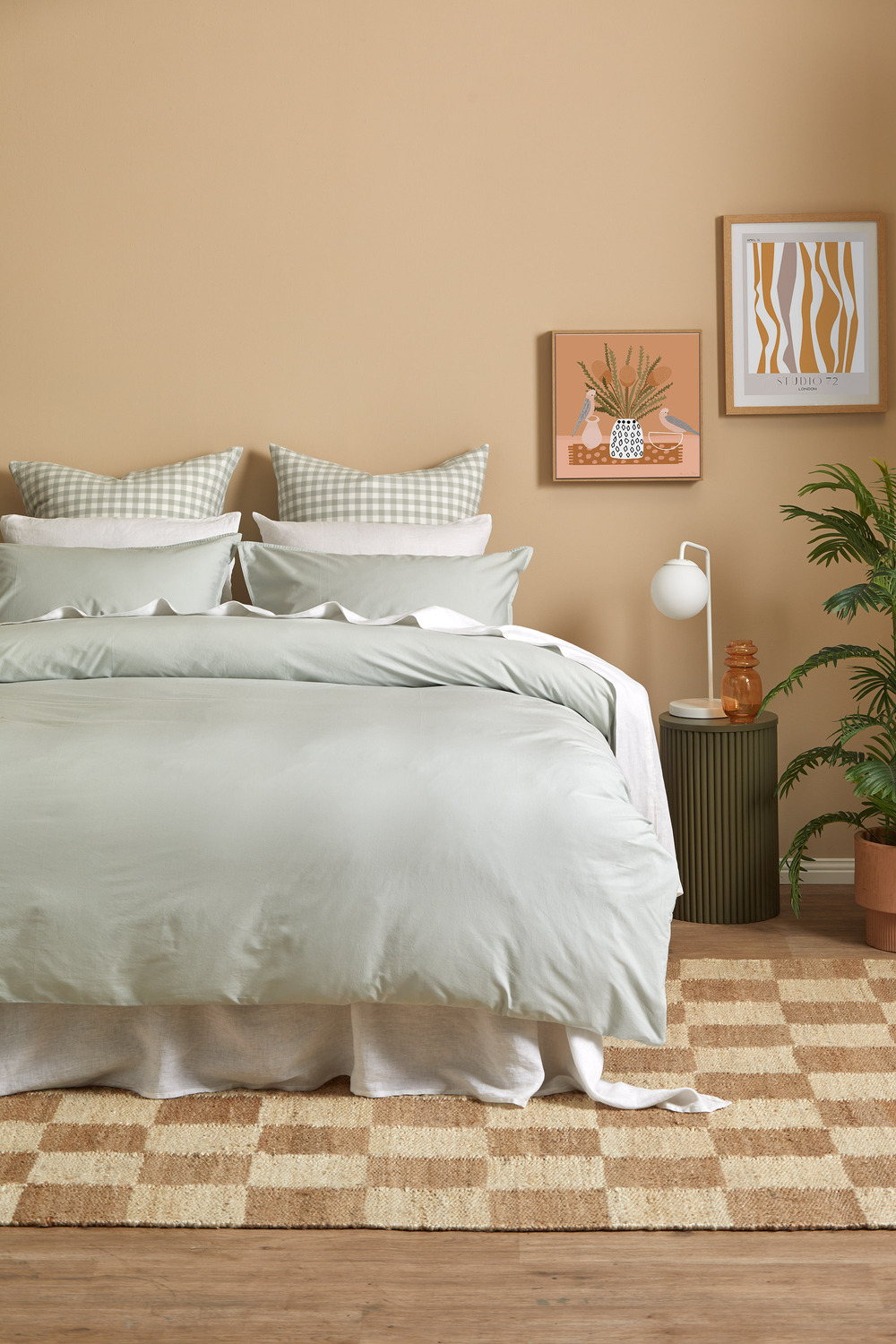 Gingham-Washed-Cotton-European-Pillowcases