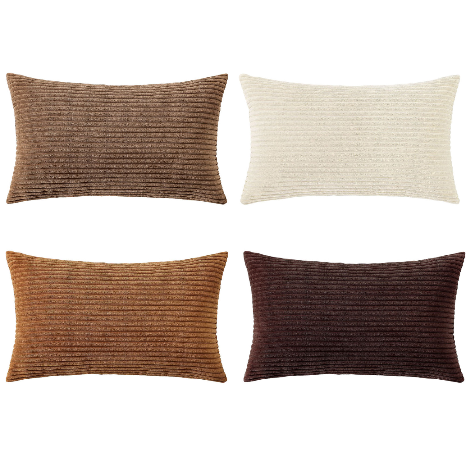 4 Piece Ardian Corduroy Velvet Lumbar Cushion Cover Set
