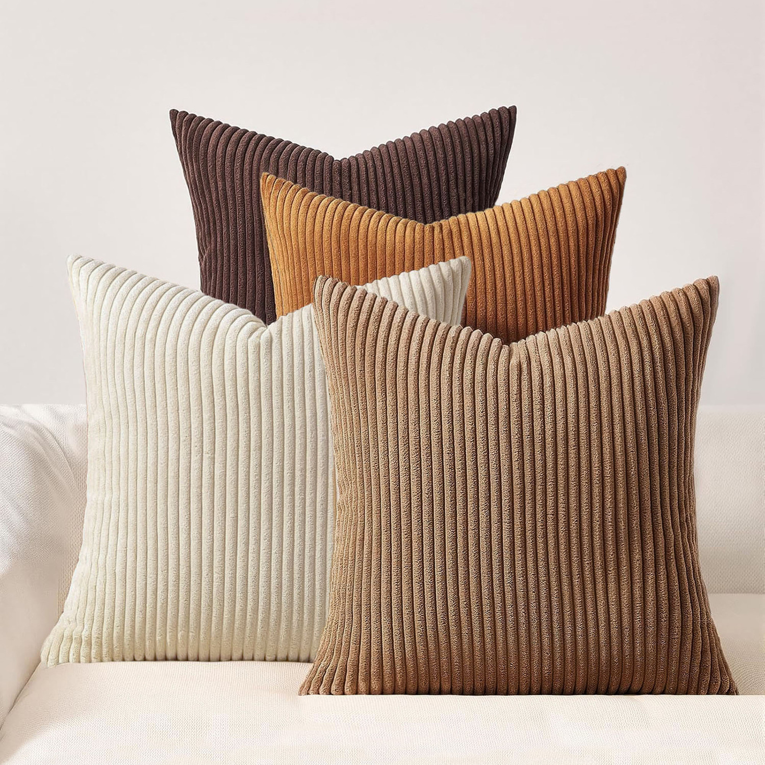 4 Piece Ardian Corduroy Velvet Cushion Cover Set