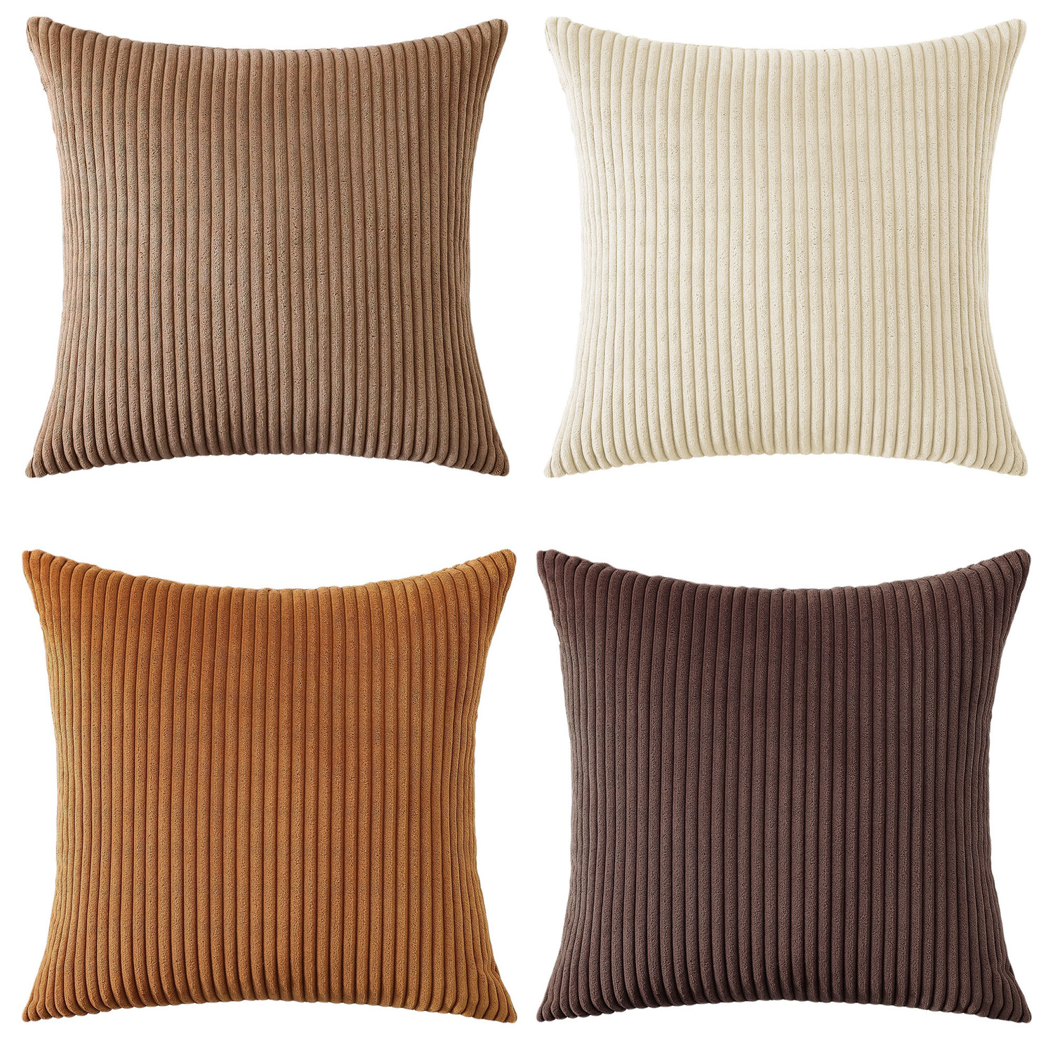 4 Piece Ardian Corduroy Velvet Cushion Cover Set