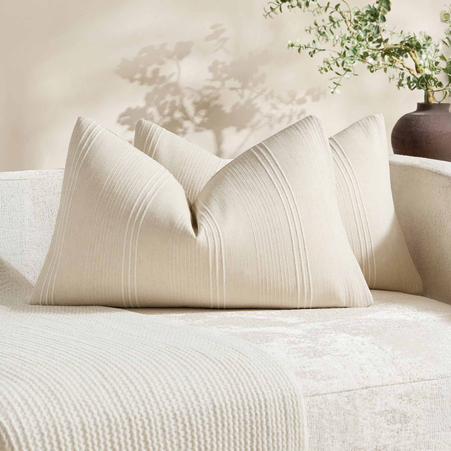 Kenna Linen-Blend Lumbar Cushion Covers
