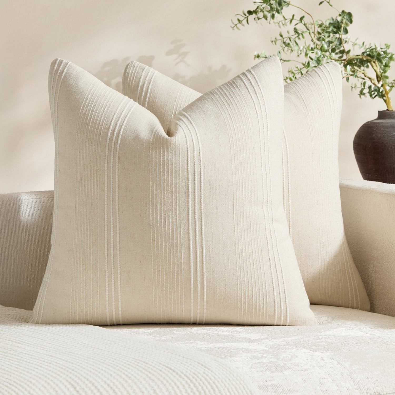 Kenna Square Linen-Blend Cushion Covers