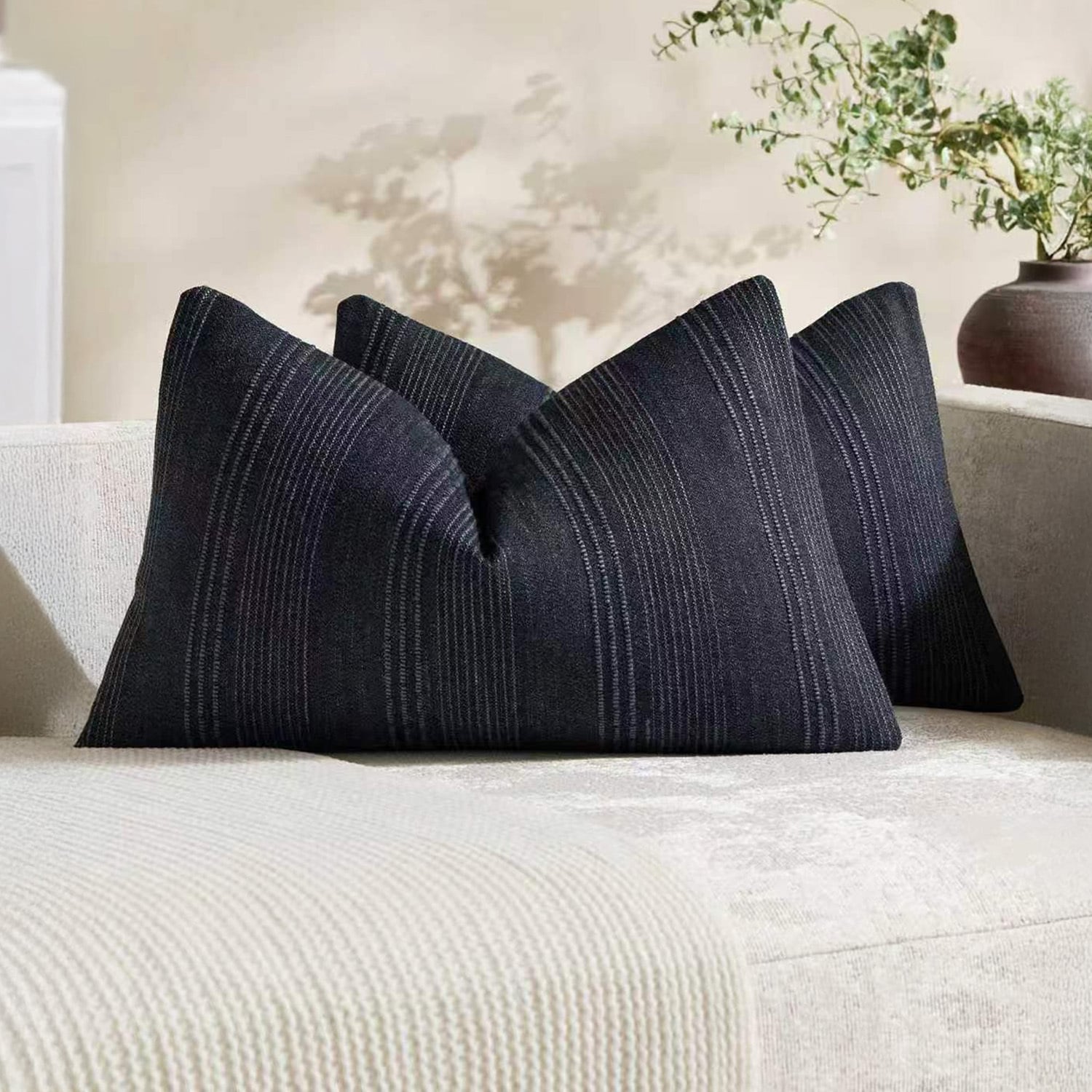 Kenna Linen-Blend Lumbar Cushion Covers