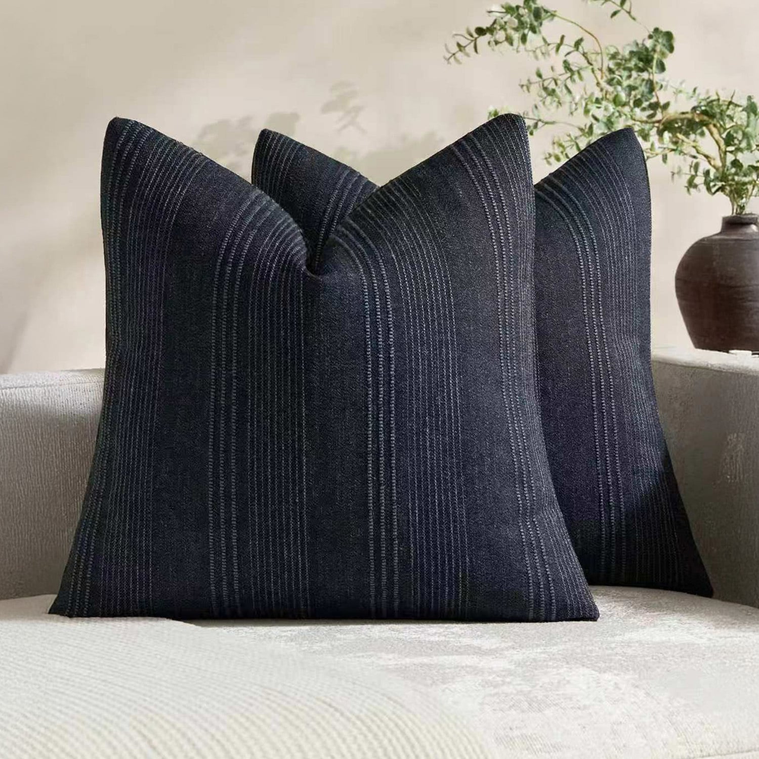 Kenna Square Linen-Blend Cushion Covers