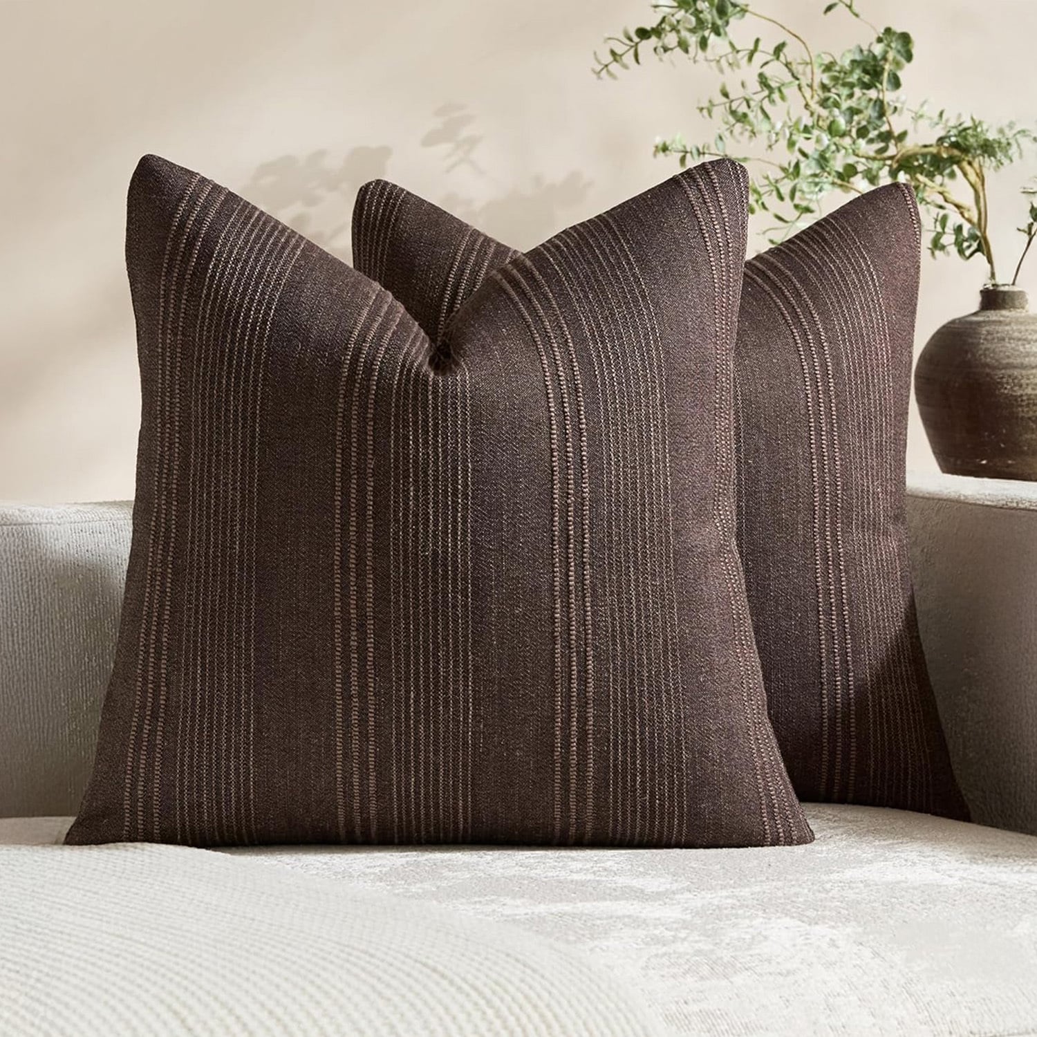 Kenna Square Linen-Blend Cushion Covers