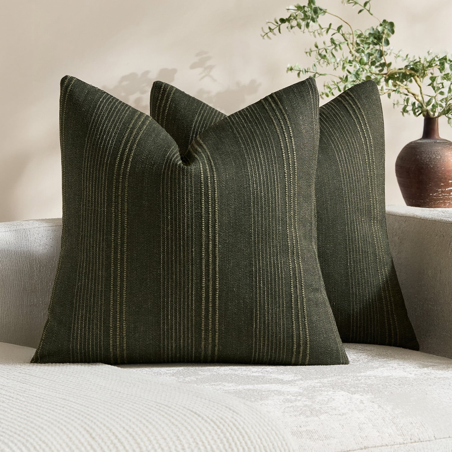 Kenna Square Linen-Blend Cushion Covers