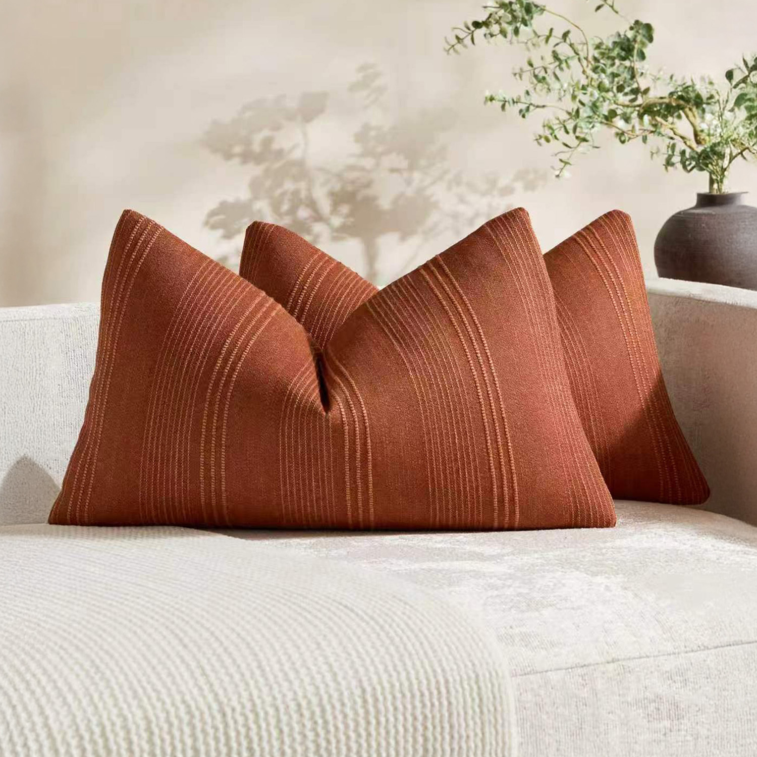Kenna Linen-Blend Lumbar Cushion Covers