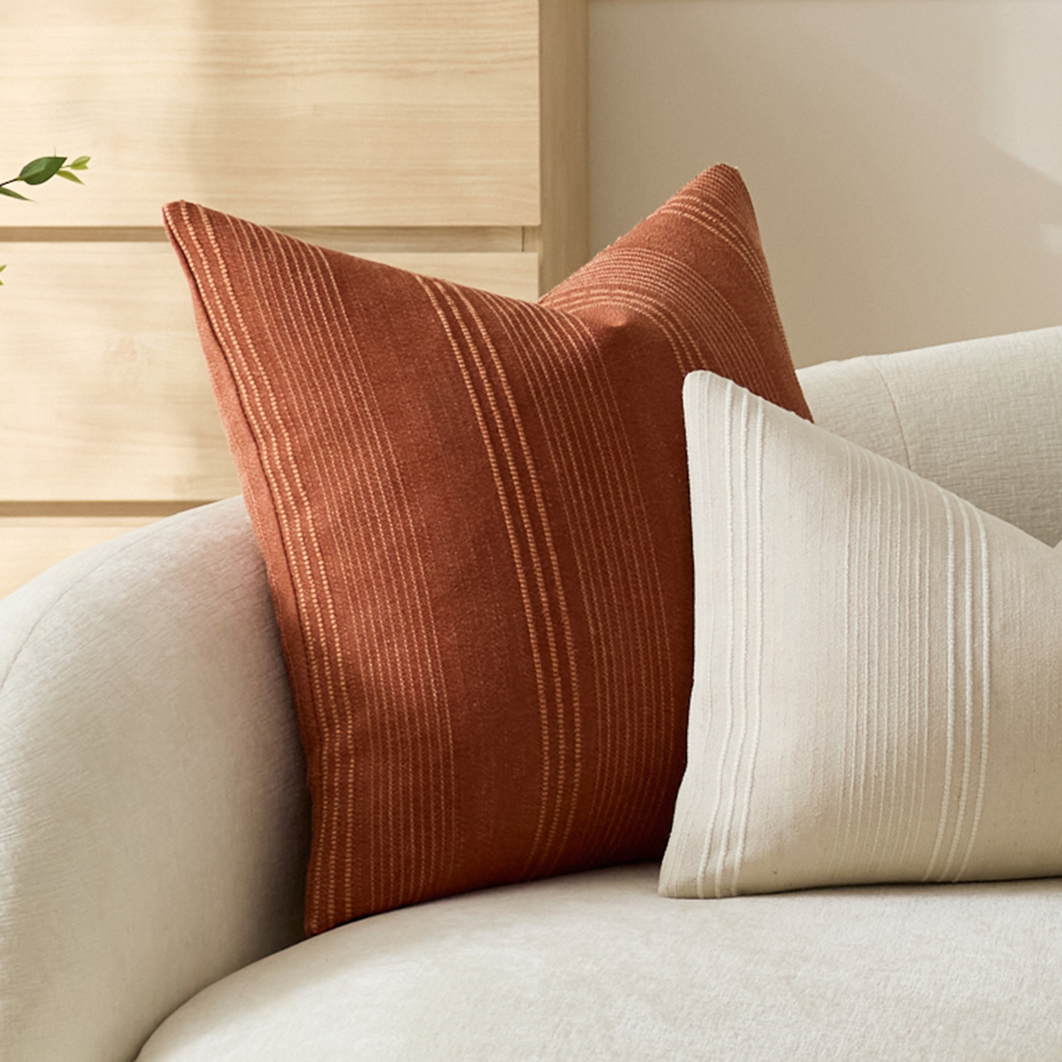 Kenna Square Linen-Blend Cushion Covers