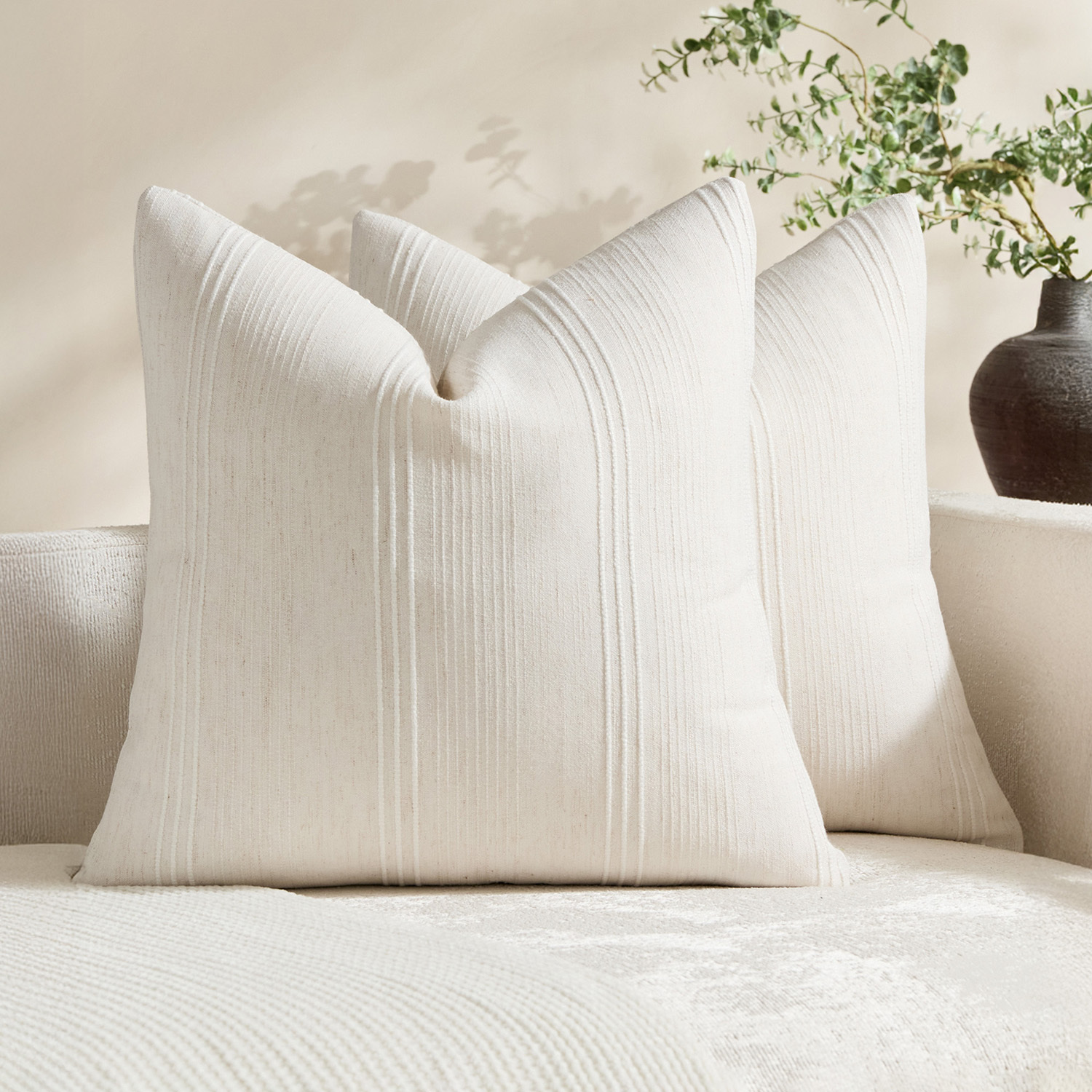 Kenna Square Linen-Blend Cushion Covers