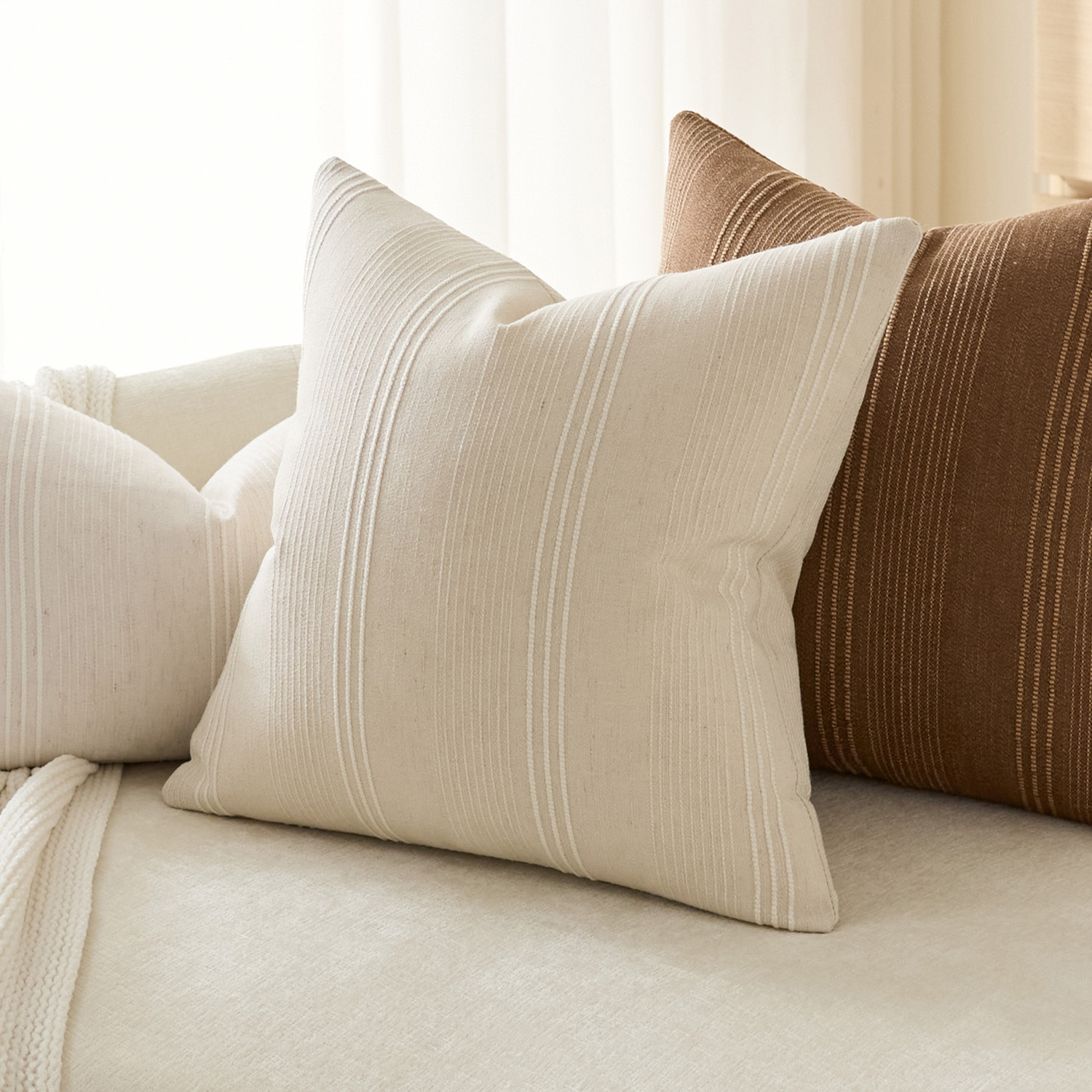 Kenna Square Linen-Blend Cushion Covers