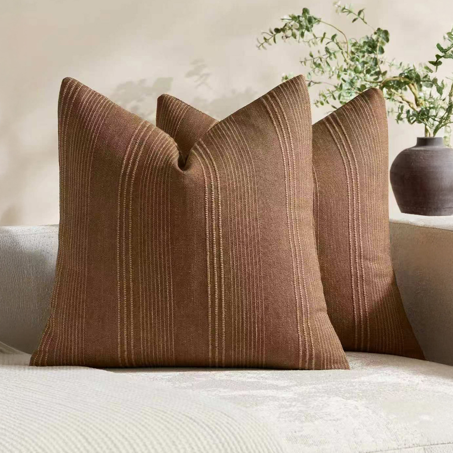 Kenna Square Linen-Blend Cushion Covers