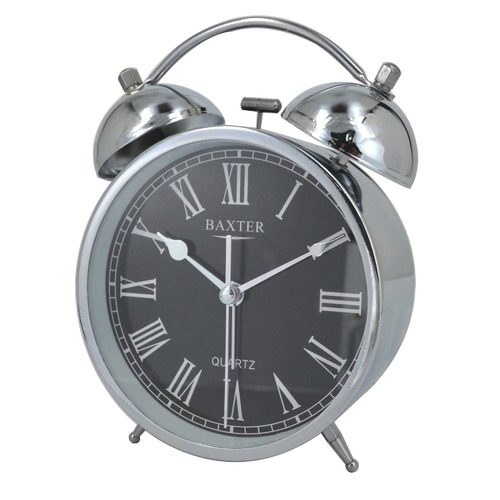 Baxter 11.4cm Metal Roman Numerals Bell Alarm Clock Temple & ster