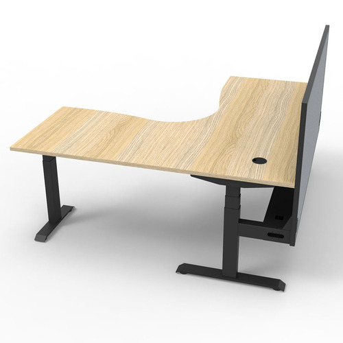 Hoffman II Electric Sit & Stand Corner Desk with Screen & Cable Tray