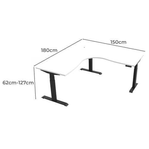 Evans 180x150cm Electric Sit & Stand Corner Desk