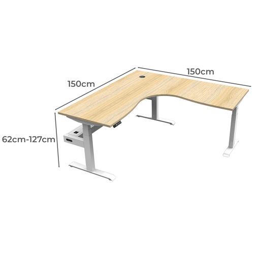 Fridman 150cm Electric Sit & Stand Corner Desk with Cable Tray
